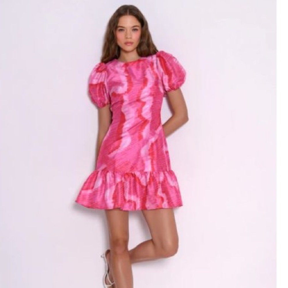 New Hutch Ryan Dress- Hot Pink Sketch size S